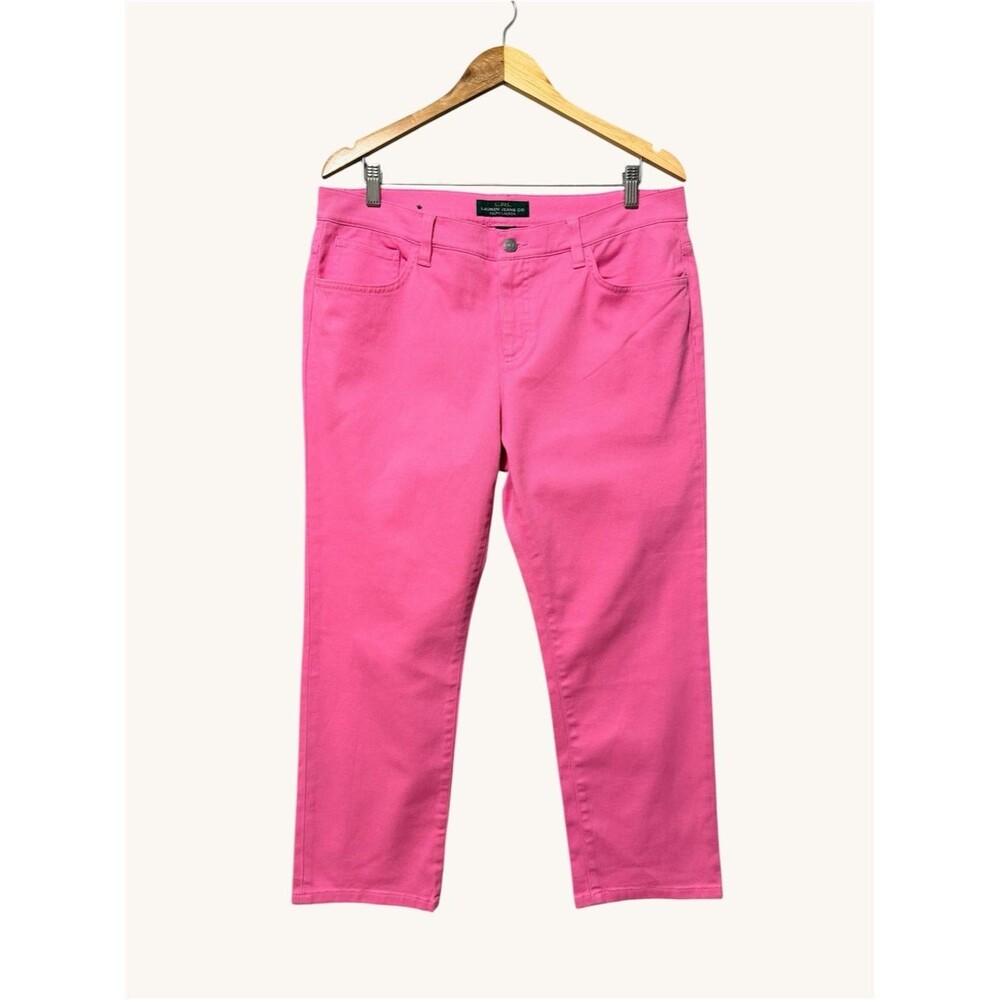 Lauren Ralph Lauren Pink Cropped Straight Leg Jeans Size 14 Mid Rise Preppy Y2K